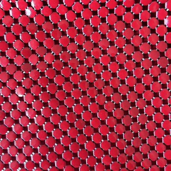 Vintage Whiting & David Red Mesh Crossbody Bag Gold Accents Sailboat Heart Charm - Picture 14 of 16